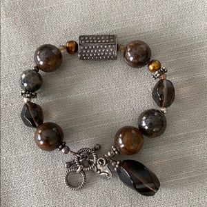 Original WINGS Brown Gem Stone & Silver Bracelet